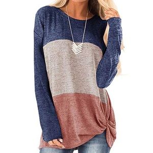 NEW! Color Blocking Tie Front Tunic